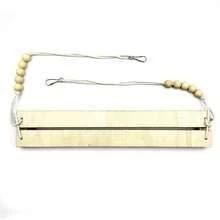 Natural Wooden Bird Swing Toy With Beads - Heavy-Duty Hanging Perch & Chewing Activity For Parrots, Chickens, Roosters - Applewood Construction, Beads For Mental Stimulation & Beak Health - Ideal For Large Birds, Pet Birds, Farm Animals - Cage/Aviary Decor, Rustic Design, Durable Construction