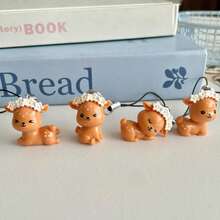 1 pieza/4 piezas Lindo encanto de teléfono con corona de flores y ciervo, estilo Ins, accesorio de bolso de resina, regalo dulce y de dibujos animados para la novia