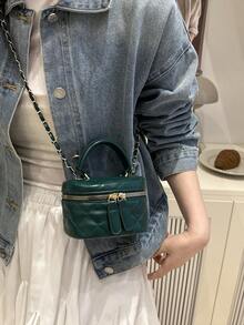 Lightweight Mini Bag, Chain Bag, Quilted Bag, Handbag, Bucket Bag, Suitable For Girls, College Students And Office Ladies, Great For Office, University, Work, Commuting, Outdoor Activities, Travel And Picnics - Dark Green - View 4