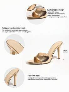 女士哑光纯色穆勒高跟鞋，经典春夏款式，适合派对、聚会、户外活动、时装秀、舞台表演、居家休闲等场合，收腰设计，尖头，精致纯色面料，香槟色凉鞋，适合婚礼、户外活动、四季皆宜，细高跟。 - 香檳色 - 查看 8