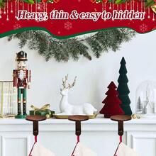 3 Pack Round Stocking Holders Metal Mantel Stockings Hangers Fireplace Shelf Garland Mantle Grips Set Xmas Party Decoration Black, 3