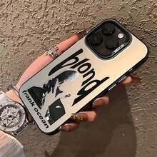 Funda para for  con la imagen de Frank Sinatra en tono rubio, compatible con los modelos 17, 16E, 16, 15, 14, 13, 12, 11 Mini, Pro, Max, Air, X, XR, XSMAX, 8, 7 Plus.Protección anticaídas con cubierta trasera esmerilada. - Negro - Ver 3