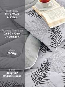 Made In Turkey – 4-Season Reversible Quilt Set – Double Size 195x215 Cm – Cool Breathable Cotton For Summer & Ultra-Soft Welsoft For Winter – Machine Washable – Includes 2 Decorative Pillowcases - Dark Grey - View 3