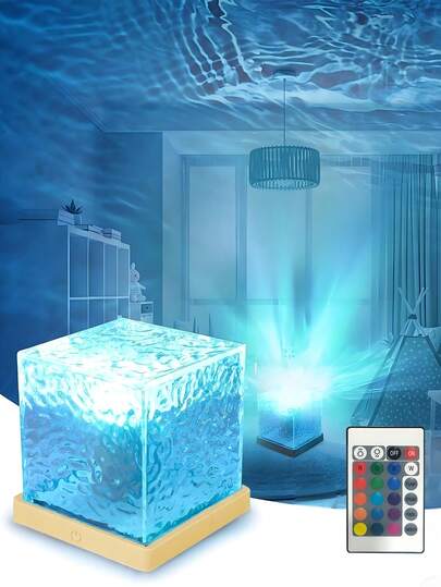 16色 波状プロジェクターランプ、USBパワー 美しい波紋ライトショー、リモコン付き、雰囲気作りの多彩なモード