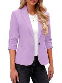 Women's 3/4 Sleeve Blazers, Dressy Suit Jackets Business Casual Work Outfits ELQS - Lavender - 查看 7