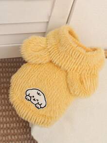 柔软貂绒宠物连帽衫 - 可爱耳朵设计，保暖冬季毛衣，适合中小型犬猫 | 舒适毛绒宠物服装 - 彩色 - 查看 15