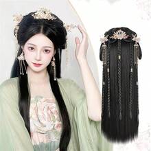 DChinese Style Women Wig Geisha Headband Wigs Ancient Chinese Headwear Wig Bun Hair Pieces Hanfu Headdr Cosplay Wigs LianyueWig+Headwear - Lianyue - View 2