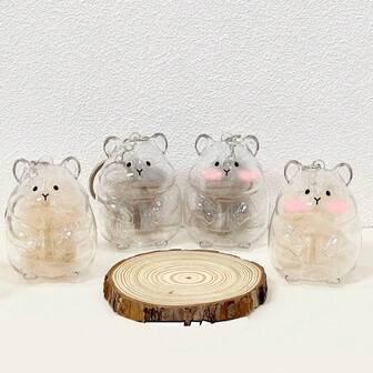 1pc Hamster Hair Storage Pendant, Cute Hamster-Shaped Sealed Pet Hair Organizer, Keychain Portable Memorial Pet Hamster Souvenir, Travel Pet Accessory, Perfect For Hamster Enthusiasts - Creative Transparent Design