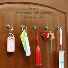 Neosmuk Green Magnetic Hooks 30lb Heavy Duty Earth Magnets With Hook For Refrigerator Extra Strong Cruise Hook For Hanging Magnetic Hanger For Curtain Grill Green 4 Pack - Ideal For Kitchen Organization Bathroom Storage And Home Decor With Powerful Adhesion And Durable Design