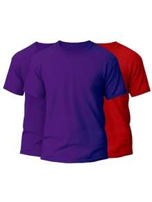 KIT 3 Basic Plain Men's T-Shirts 100% Cotton 30.1 - 紫色+紫色+紅色 - 查看 1