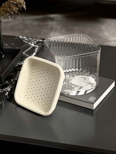 1pc Desktop Transparent White Trash Can, High-Quality Office Tea Residue Filter Bucket, Kitchen Drain Basket