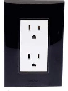 iGOTO PB105/2-B Contacto duplex aterrizados con Placa - Negro/Blanco - Ver 2