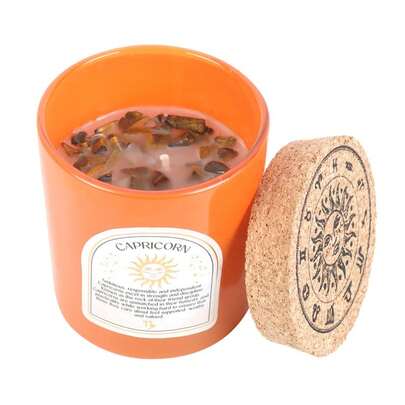 Something Different Capricorn Sandalwood & Jasmine Tigers Eye Scented Candle (Orange/Brown) - 100% Mixed - (SD5610)