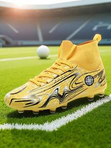 青少年运动足球鞋，高帮踝部支撑足球鞋，校园学生男女足球训练鞋，足球比赛专用鞋，长钉防滑，脚感舒适，轻便舒适