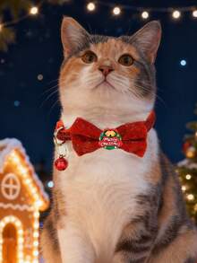 1pc Pet Christmas Collar Decoration, Adjustable Collar With Bell For Small Cats And Dogs, Christmas Neck Decor For Cats - Multicolor - View 8