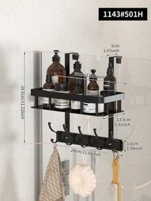 1pc 2/3Layers Bathroom Door Hanging Storage Rack, Non Perforated Bathroom Storage Rack, Multifunctional Three-Layer Hanging Bathroom Storage Rack, Used For Bathroom Organization And Storage, Bathroom Accessories - Multicolor - View 16