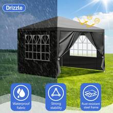 10'x10' Gazebo Waterproof Outdoor Canopy Patio Tent Party Tent For Wedding BBQ Cater, Black - 預設 - 查看 5