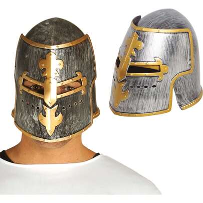 KIWI Medieval Helmet For Kids And Youth, Realistic Knight Design With Gold And Black Details, Perfect For Costumes, Role Play, And Medieval Themed Parties, Ideal For Adventurous Kids And Young People