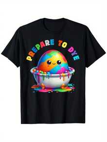 Ready To Dye Easter Egg Painting T-Shirt, Casual Short Sleeve T-Shirt, Crew Neck, Super Soft, Summer T-Shirt - Easter, St. Patrick'S Day Gifts, Mother'S Day Gifts - Black - View 1