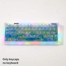 122 teclas Teclas de perfil Cherry de alta calidad con diseño de estanque de loto a la luz de la luna, acabado mate en ABS, compatibles con interruptores mecánicos MX, adecuadas para teclados mecánicos de 61/64/75/87 teclas - Luz de luna sobre el estanque de lotos - Ver 5
