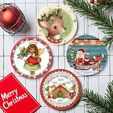 4pcs/8pcs Christmas Themed Coasters, Christmas Pattern Absorbent Pads For Coffee, Drinks, Kitchen, Table, Room, Bar Decor, Holiday Gifts