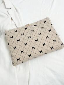 1pc Student Laptop Bag, 11"/13"/15" Laptop Sleeve, White Bow Print Casual Unisex Protective Cover, Notebook Bag, File Bag, Laptop Case, Laptop Carrying Bag, 11 13 15 Inch Desktop Protective Sleeve, Compatible With Macbook, HP, ASUS, Suitable For Girls, Teenage Girls & Boys, College Students, Tablet Handbag, 9-15 Inch, Compatible With IPad Air 4 5 Pro, Compatible With IPad Protective Case, Shock-Resistant Sleeve - White - View 7