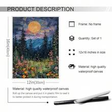 Yuaruo Arte de Pared en Lienzo Vintage Luna Llena Sobre las Flores Silvestres, Impresión de Arteístico de Bosque de Medianoche, Pintura al Óleo de Flores y Árboles Retro, Paisaje de Bosque Oscuro sin Marco, Cuadros Decorativos para Sala, Póster, con Marco, Pósters, Cuadros para la Pared, Marcos para Cuadros, Cuadro, Virgen de Guadalupe, Salas - transparente - Ver 9