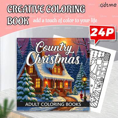 Christmas Colour Theme: 24-Page Adult Colouring Book, 120g Pearl Paper,7.9*7.9in,Suitable For Adults And Teenagers To Relieve Stress , Christmas Holiday,Thanks Giving ,New Years Gift, Party Gift,School Supplies, Office Supplies, Art Supplies, Adult Art Materials
