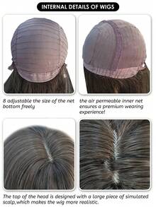 alicegarden 1 合成耐热假发，黑棕色长直发带刘海假发，24 英尺长，由纤维制成，适合日常使用，自然仿真假发 - 黑棕色 - 查看 6