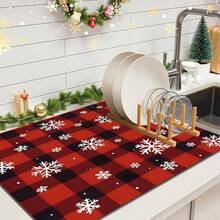 1pc Christmas Theme Trivet Mat, Christmas Pattern Absorbent Drying Mat, Kitchen Decor Coffee Machine Mat, Handmade Coffee Pot Draining Mat, Kitchen Floor Mat, Dining Table Mat, Kitchen Counter Dish Drying Mat, Breakfast Mat, Heat-Resistant Anti-Slip Drying Mat, Diatomite Drying Mat, Hides Stains, Super Absorbent Kitchen Mat, Easy To Clean Dish Rack Mat, Suitable For Kitchen, Dining Table, Cafe, Bar, Holidays, Parties, Home Decor, Holiday Gifts - Multicolor - View 4