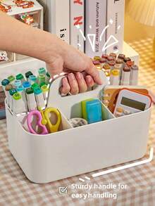 1pc Multi-Functional Storage Solutions For Desktop: Handle-Equipped Storage Basket, Portable Easy-Tidy Pencil Stationery Box, 3-Grid/5-Grid Desktop Organizer & Desktop Stationery Case With Accessories