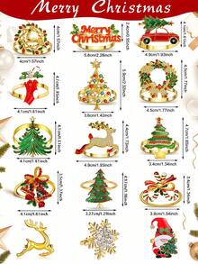 6pcs Christmas Tree Napkin Rings, Suitable For Room Decor, Dining Table Decor, Home Decor, Fit For Christmas, Party, Birthday, Wedding And Banquet Buffet Table Elegant Minimalist Decoration - Multicolor - View 4