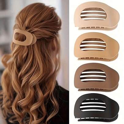 4pcs/1pc Matte Finish Flat Hair Clips For Women - Strong Hold Non- Grip, Elegant Modern Design, Beige, Brown, Black, White & Pink - Durable Plastic Hair Clips For Everyday Hairstyles, Ponytails, Buns, Braids - Stylish Hair Accessories For Casual & Formal Events, Comfortable & Secure Hold, Minimalist Aesthetic, Multi-Color Options (Pink, Beige, Brown, Black, White) - Ideal For Daily Use & Special Occasions Fashion Claw Clips Winter Hair Clutch