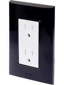 iGOTO PB105/2-B Contacto duplex aterrizados con Placa - Negro/Blanco - Ver 7