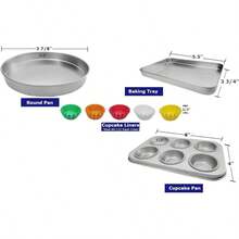Juego de sartenes compatible con Easy Bake Ultimate Oven incluye sartn rectangular para cupcakes y sartn redonda - plateado - Ver 3