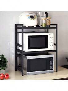 A Kitchen Rack Retractable Microwave Oven Rack Household Oven Single Layer, Double Layer Desktop Rice Cooker Storage Bracket - Second Floor - View 2