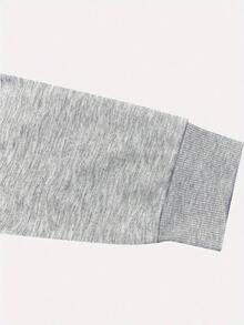 Women's Casual Turtle & Letter Print Grey Crew Neck Sweatshirt, Fashionable & Versatile, Autumn/Winter - Grey - View 5