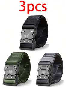 3 piezas Nuevo cinturón táctico de liberación rápida de nailon para pantalones de entrenamiento, entrenamiento al aire libre y cinturones casuales para hombres. Adecuado para adolescentes, jóvenes, hombres, casual, al aire libre, atlético, vacaciones, regalos de graduación, cumpleaños, uso diario, Halloween, casual, negocios, calle, bohemio, occidental, al aire libre, regalo para hombres, esposo, novio, padre, papá, Navidad