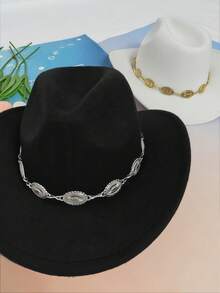 1 pieza Cadena de sombrero ovalada con estampado metálico, accesorio de sombrero desmontable multifuncional, adecuado para decorar sombreros diarios, fedoras, sombreros de fieltro, sombreros de paja - Oval - Ver 7