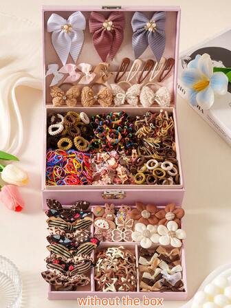 703 件/套女孩发饰套装，可爱多样彩色发夹、发带、蝴蝶结、花朵、蝴蝶图案的发饰，是送给女孩、派对和节日发型的完美礼物（无盒 - OPP 袋）