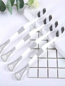 Set de 8 cepillos de dientes suaves de tamaño familiar para adultos con cerdas profundas de limpieza