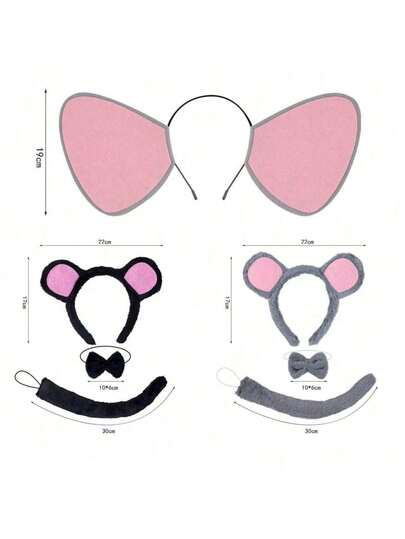 عصابة رأس فأر من الفرو الناعم متعددة الاستخدامات، طقم قطع رأس على شكل أذن حيوان كرتوني، مناسبة للحفلات والمناسبات والهالوين، تاج حيوان جميل