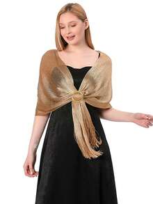 Metallic Thread Flat Scarf, Suitable For Bride, Wedding, Party, Casual, Solid Color, All Season
