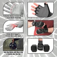 Weight Lifting Gym Workout Gloves With Long Wrist Strap Fingerless Gym Gloves For Men Women Full Palm Protection For Weightlifting Training Fitness Hanging