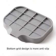 Silicone Bathroom Soap Dishes With Drain Spout-Bathroom And Kitchen Sink Organizer,Sponge Holder,Dish Soap Tray,Perfect For Dispenser,Scrubber,Bottle,Cup On Sink Or Counter - Màu xám đen - Xem 5