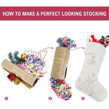 Sequined Plush Christmas Stocking Gift Bag Craft Wall Fireplace Hanging Scene Setting Props, 4 Pieces - White - View 4