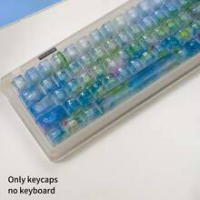 122 teclas Teclas de perfil Cherry de alta calidad con diseño de estanque de loto a la luz de la luna, acabado mate en ABS, compatibles con interruptores mecánicos MX, adecuadas para teclados mecánicos de 61/64/75/87 teclas - Luz de luna sobre el estanque de lotos - Ver 6