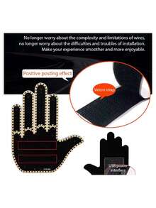 Luz De Gesto De Mano Para Coche, Led Luces De Gesto Con Control Remoto, Decoraciones De Ventanas Trasera Del Coche, Carteles Led De Coche, Led Para Ventana Trasera Del Coche, Divertidos Accesorios De Coche Con 3 Modos - 2 manos - Ver 4