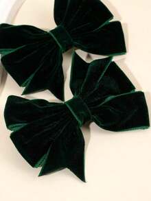 2pcs Dark Green Velvet Hair Bows For Girls Plain Bow Alligator Clips Solid Color Bow Hair Clips Fall Winter Barrettes New Year Gift For Kids Elegant Hairpins Holiday Party Headpiece Kids Baby Hair Accessories - 多色 4 - 查看 4