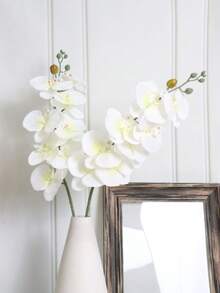 1 cành hoa lan bướm nhân tạo 35,82 inch, hoa phalaenopsis trắng cổ điển, thích hợp cho tiệc cưới/trang trí nhà cửa/trang trí ngày lễ - trắng - Xem 11